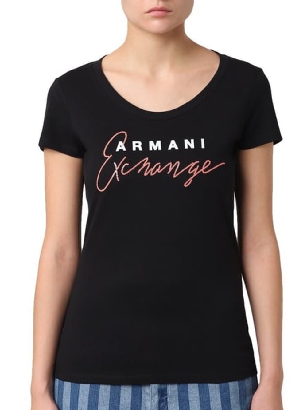 Armani Exchange Black Logo Short Sleeve Tee Size Medium